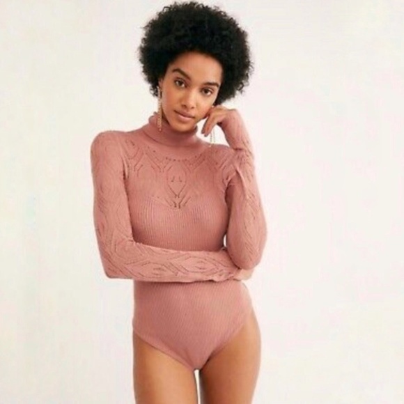Free People Pretty Pointelle Turtleneck Bodysuit - Picture 2 of 6